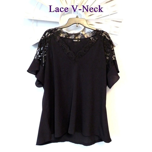 (2) 2X Black Blouses by Shein Curve Pullover W/ Ruffle Sleeve Great Condition - Picture 2 of 16